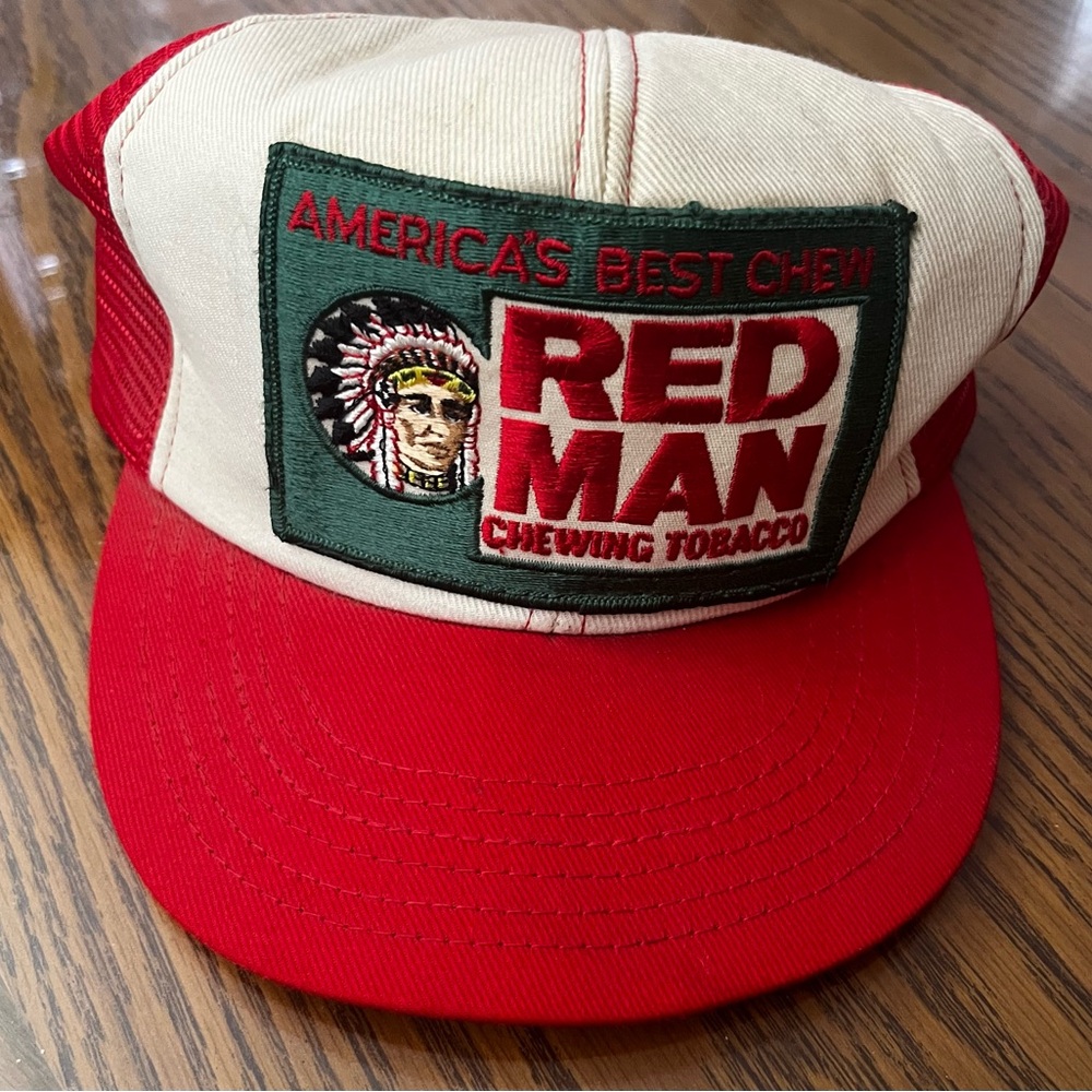 Red and Cream Red Man Chewing Tobacco Cap